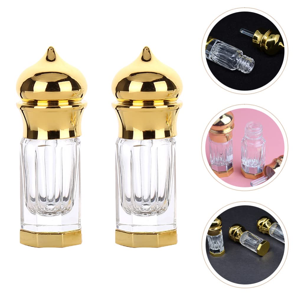 EXCLUZO 2-Pack 3ML Portable Refillable Fine Mist Spray Bottles - Travel Size Empty Perfume & Essential Oil Atomizer - Golden (Perfect for DIY Beauty, Aromatherapy & On-The-Go Use)