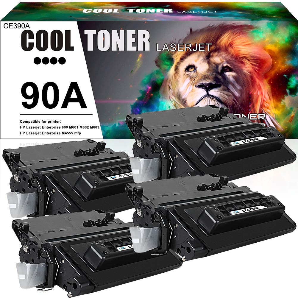 HP 90A CE390A 90X CE390X Compatible Toner Cartridge Replacement (4-Pack, Black) - High Yield for HP LaserJet Enterprise 600 M601 M602 M603 M4555 MFP Printers | Perfect for Office, Home & Small Business Printing Needs