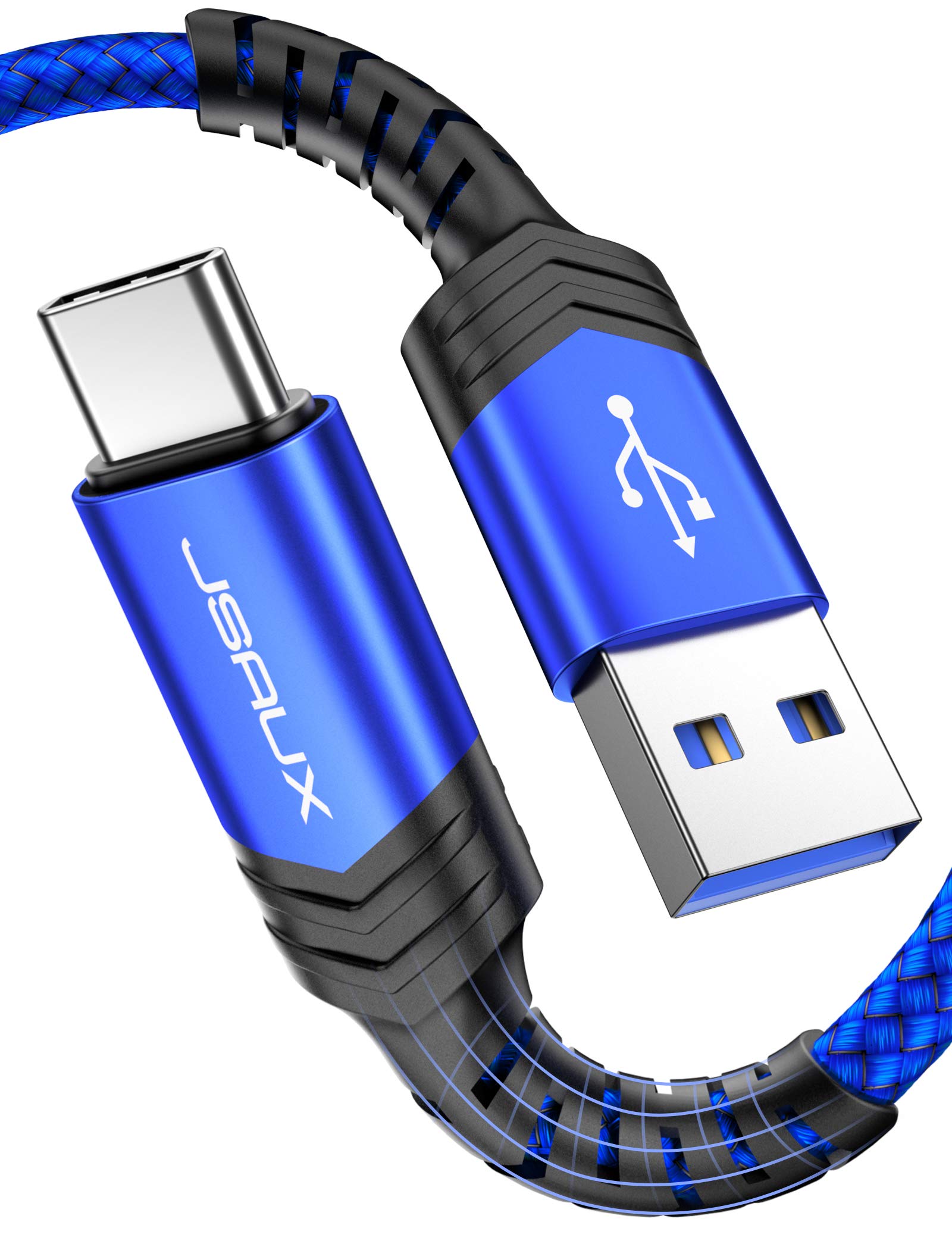 JSAUX 2-Pack 6.6ft USB C to USB 3.0 Fast Charging Cable - 3A High Speed Charger & 5Gbps Data Sync Cable Compatible with Samsung Galaxy S21/S20/S10/Note, LG G6/G5, Oculus Quest, PS5 Controller, Nintendo Switch, Xbox (Blue) - Perfect for Gaming & Mobile Device Charging