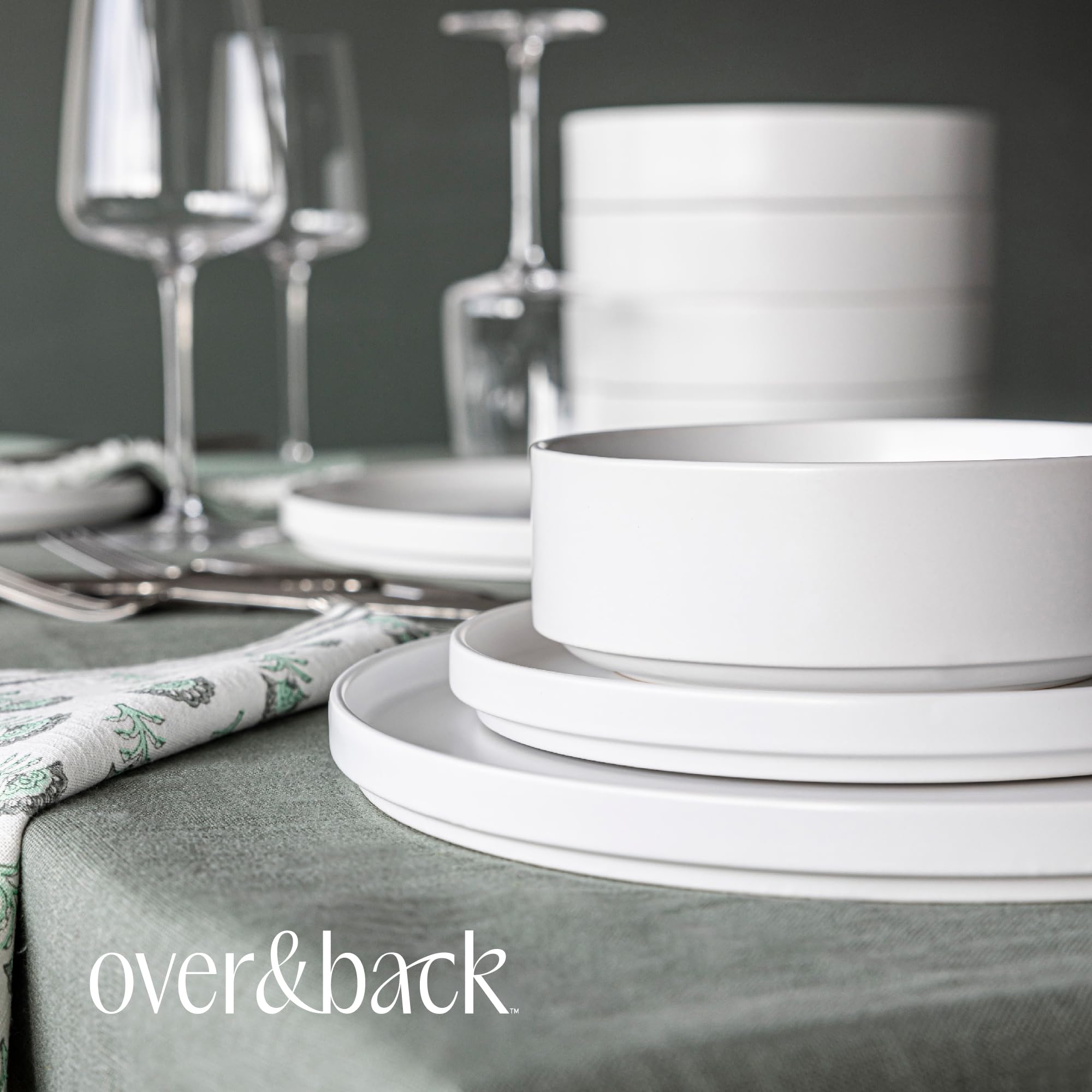 16-Piece Stackable Stoneware Dinnerware Set - Includes 4 Dinner Plates, 4 Salad Plates, 4 Cereal Bowls & 4 Soup Bowls - All-Occasion White Dish Set for Everyday Dining & Entertaining - Durable Semi-Matte Finish for Family Meals, Dinner Parties & Restaurant-Style Serving
