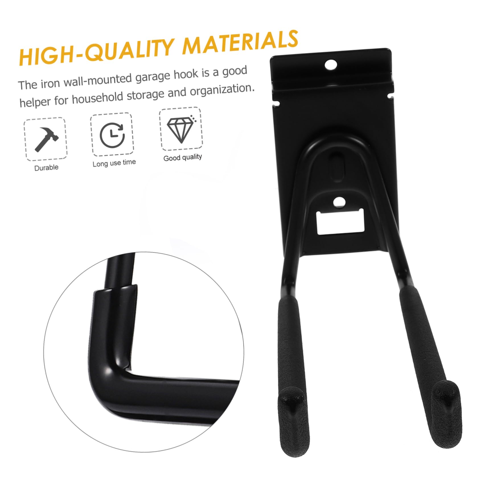 Veemoon 8 Inch Heavy Duty Wall-Mounted Metal Hook - Garden Tool Organizer & Bike Hanger for Bicycles, Shovels, Rakes - Perfect for Garage, Shed & Outdoor Storage