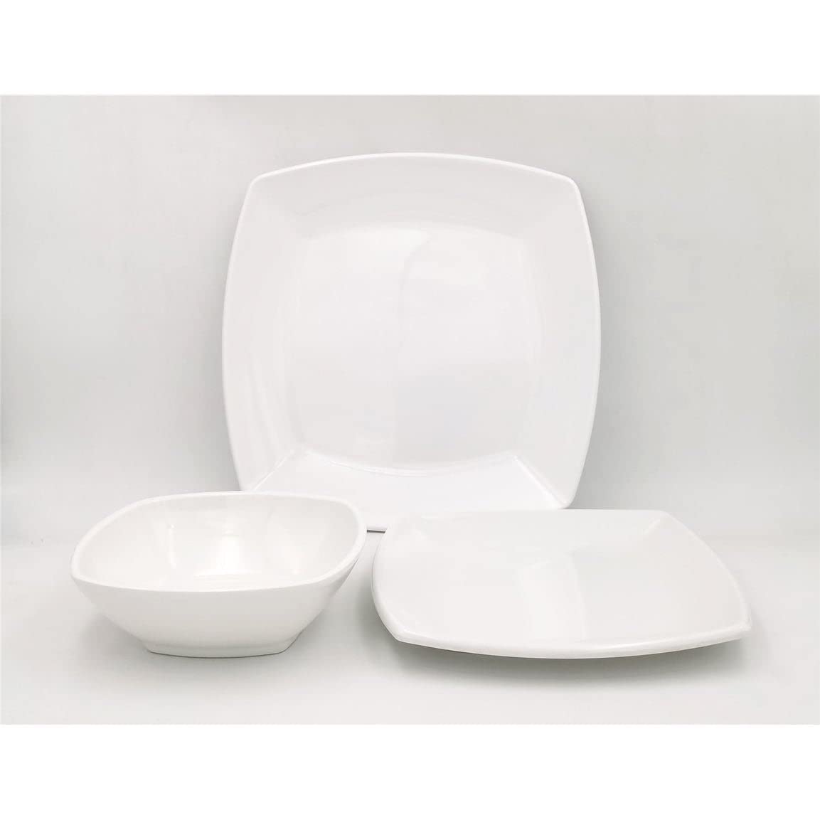 12-Piece White Square Dinnerware Set - Plates & Bowls for Casual Dining | Durable Porcelain Tableware for Everyday Meals, Family Gatherings & Restaurant Use
