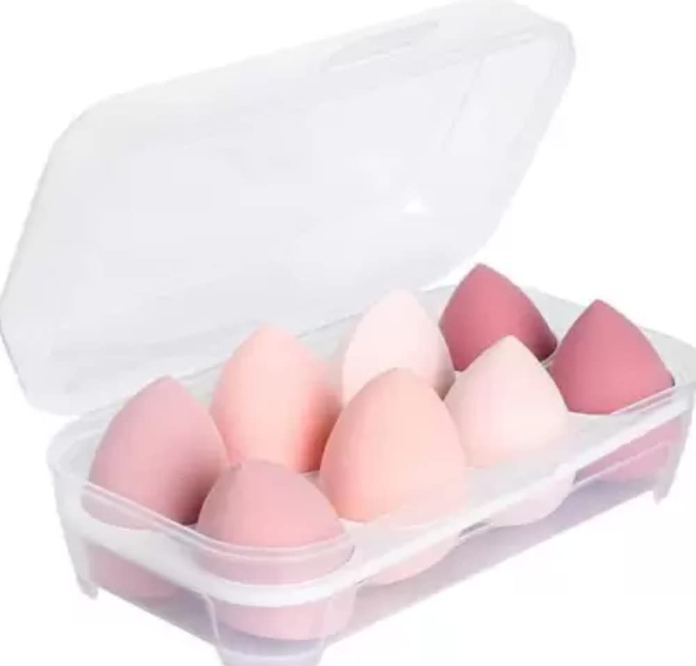 Feelhigh Blender Sponge 8-Piece Set with Storage Box - Premium Makeup Cosmetic Puff Sponges for Flawless Foundation & Concealer Application | Perfect for Home, Travel & Professional Makeup Kits