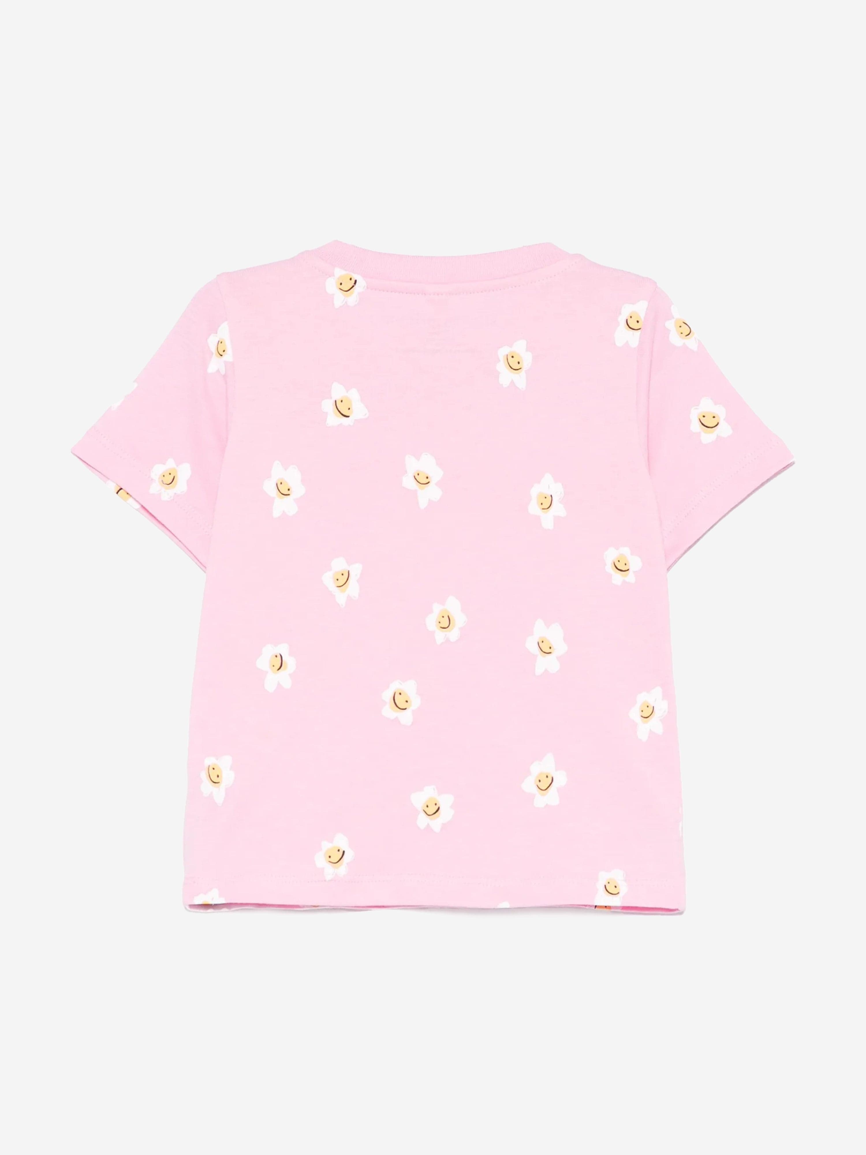 Adorable Pink Daisy Print Baby Girls T-Shirt - Soft & Comfortable Cotton Tee for Toddlers & Infants - Perfect for Playdates, Parties & Everyday Wear