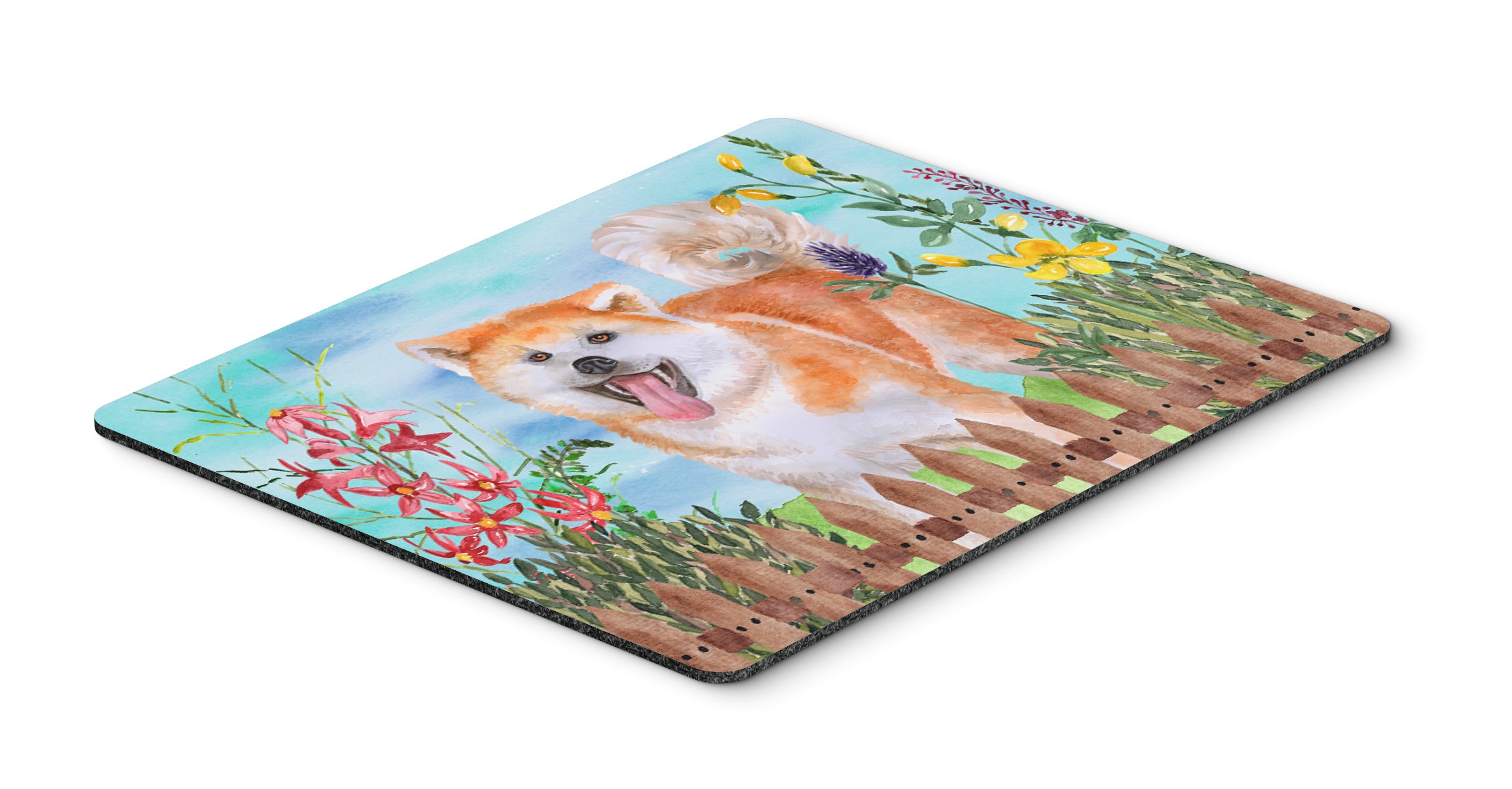 Caroline's Treasures CK1265MP Akita Spring Mouse Pad - Large Washable Non-Slip Desk Mat for Home Office, Gaming & Computer Work | Cute Dog Design Hot Pad & Trivet for Kitchen Use