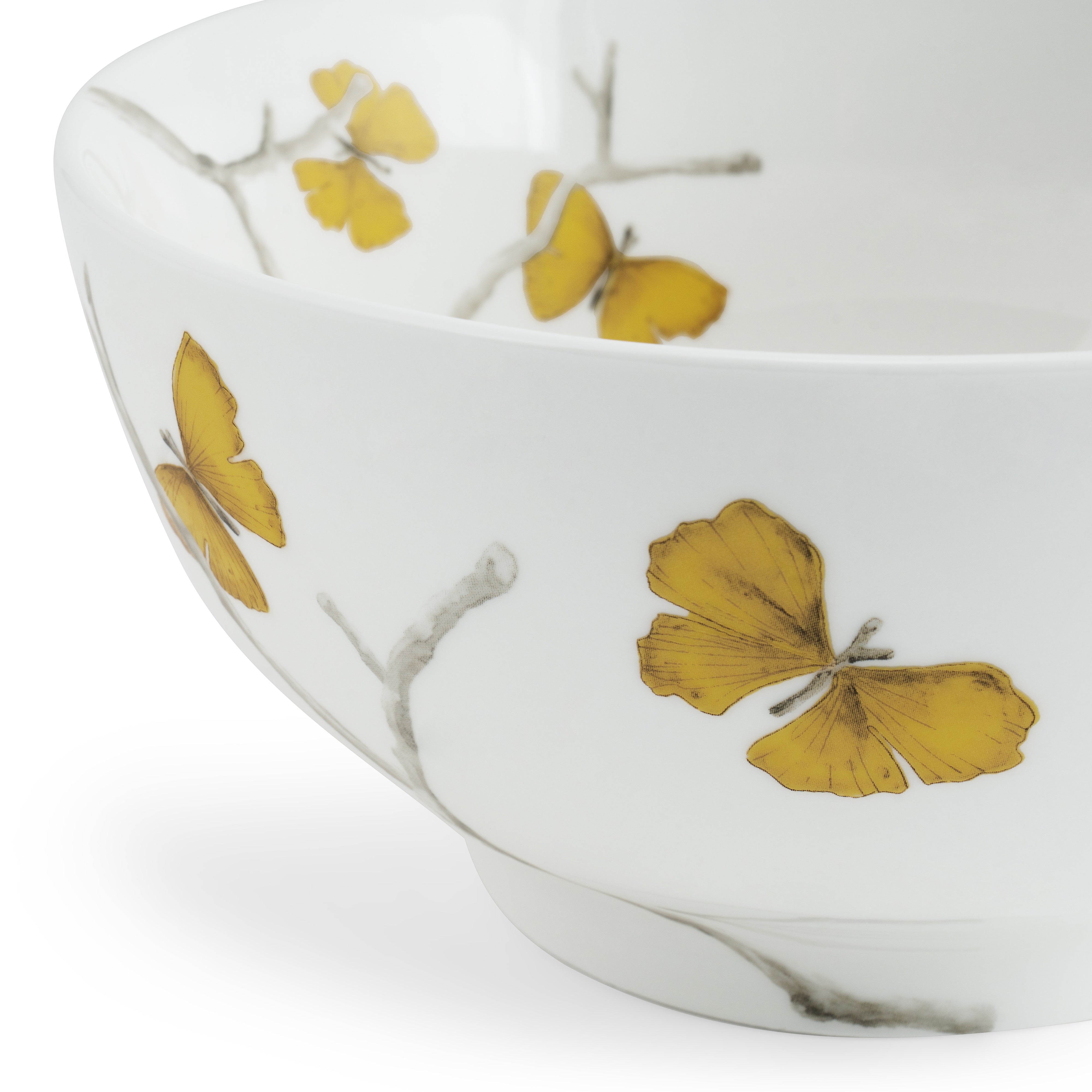 Butterfly Ginkgo Porcelain Serving Bowl - Elegant Asian-Inspired Dinnerware for Soup, Salad & Dessert - Perfect for Home Dining & Party Entertaining