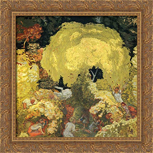 Pierre Bonnard Autumn The Fruit Pickers 20x20 Gold Ornate Wood Framed Canvas Art - Perfect for Living Room, Bedroom, and Office Wall Decor