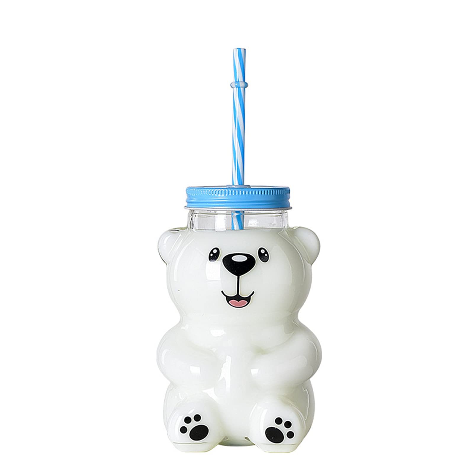 Creative Cartoon Glass Water Bottle - Heat Resistant Bear Sippy Cup with Lid & Straw - Perfect for Home, Office, School & Outdoor Activities