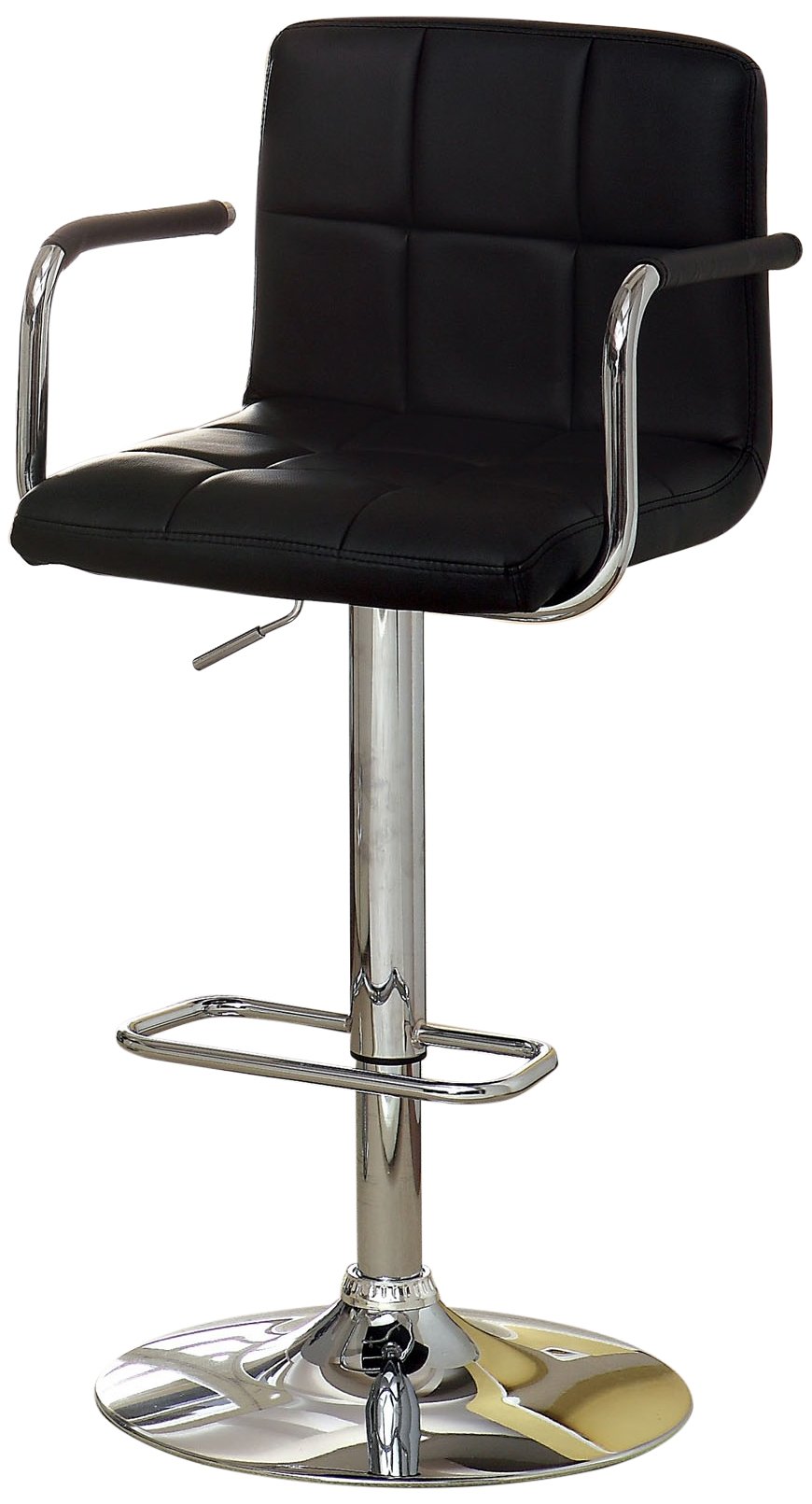 Modern Chelsia Leatherette Swivel Bar Stool - Black PU Leather Counter Height Stool with Footrest | Adjustable Height for Kitchen Island, Breakfast Bar & Home Pub Decor