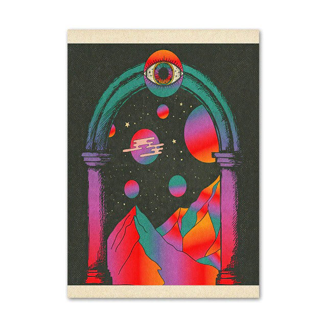 Retro Vaporwave 3D Surface Canvas Posters - Aesthetic Wall Art for Bedroom, Living Room & Office Decor