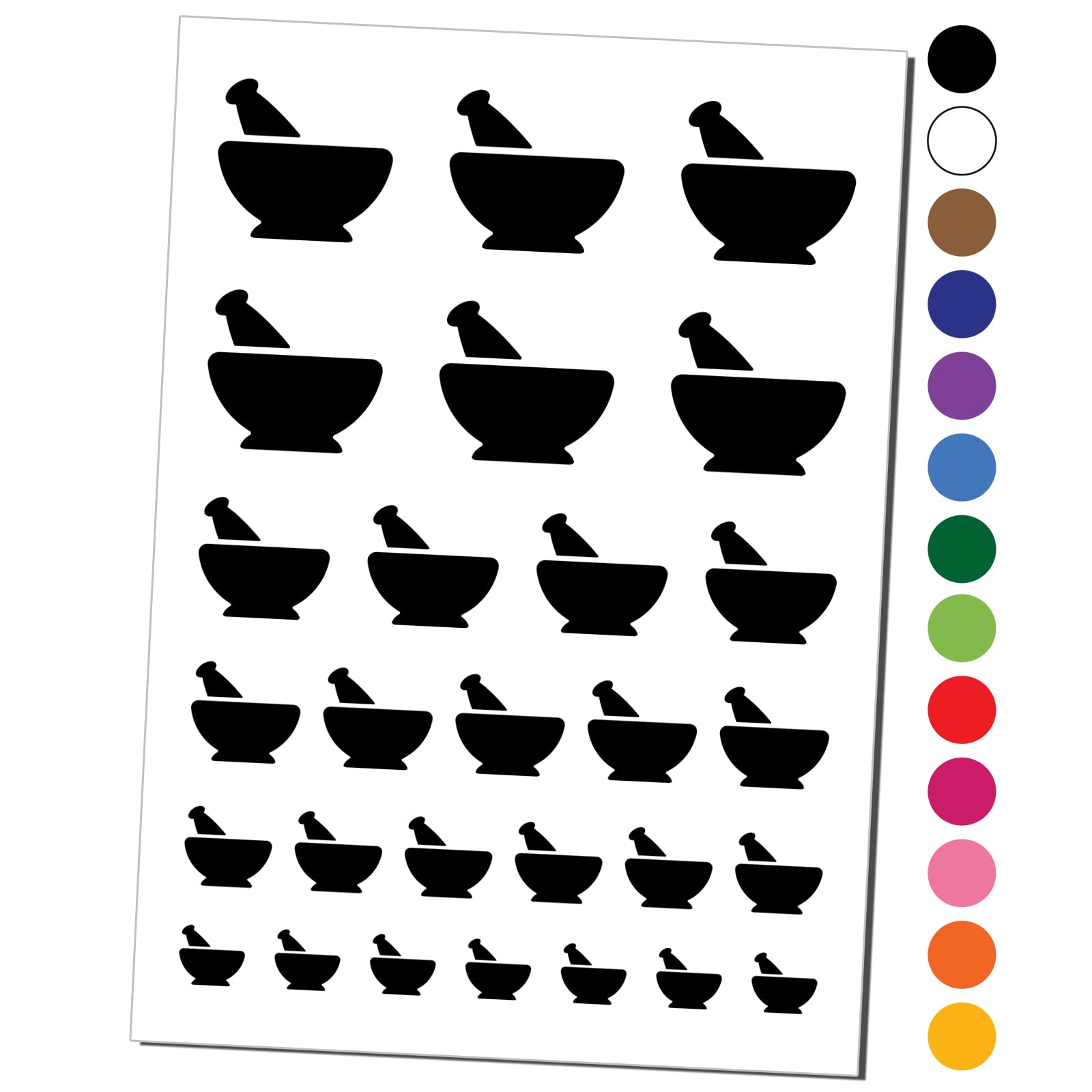 Waterproof Mortar and Pestle Pharmacy Alchemy Temporary Tattoo Set - Black Fake Body Art for Cosplay, Halloween & Gothic Fashion (1 Sheet)