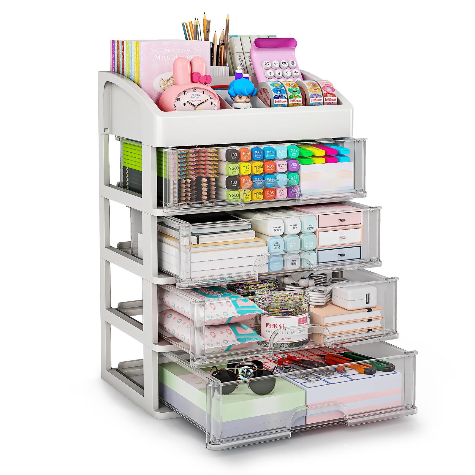 4-Drawer Desk Organizer for Office, School & Bathroom Storage