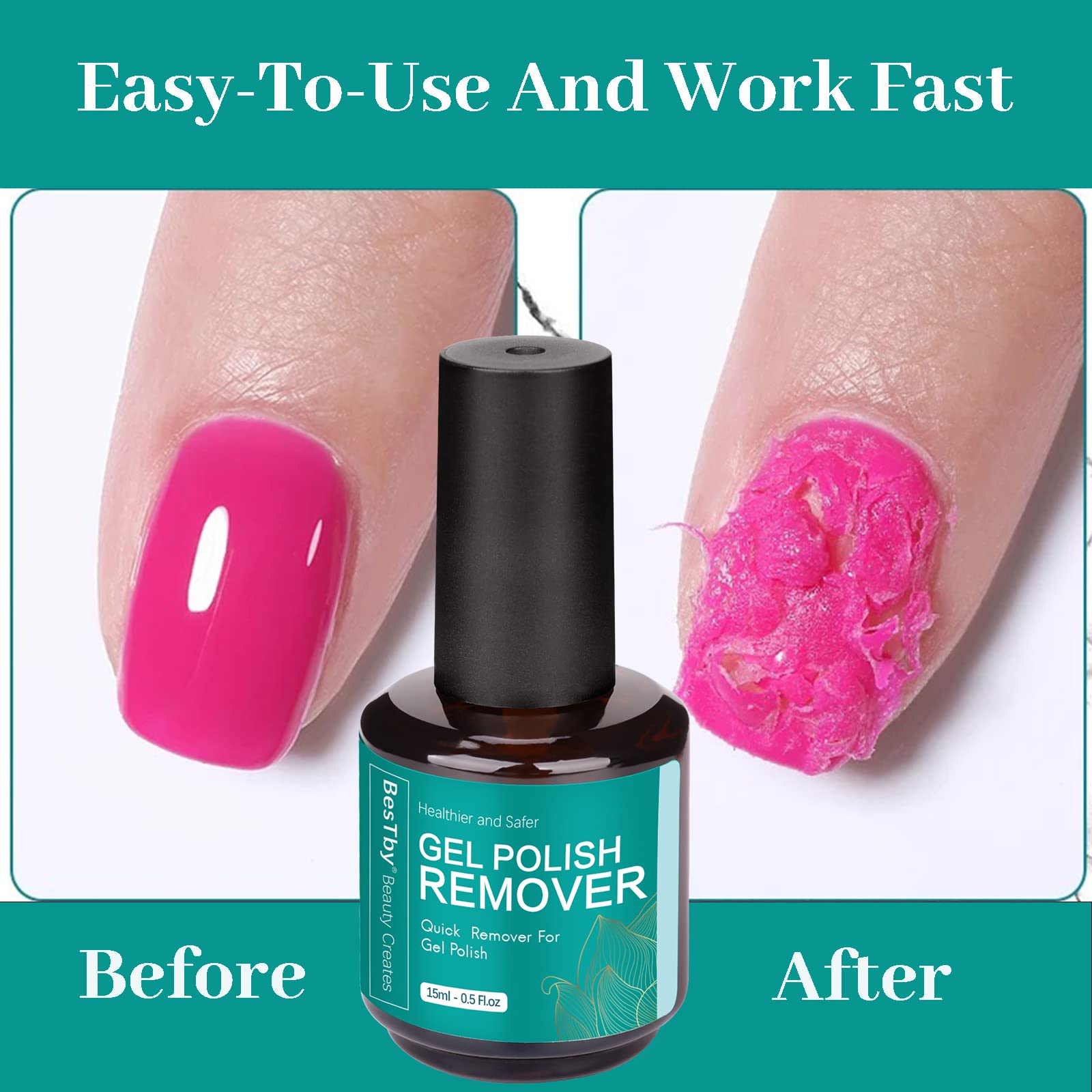 **Gel Nail Polish Remover Kit - 2 Pack (0.5 oz/15 ml Each) with Tools for Fast Soak-Off in 3-5 Minutes | Perfect for Salon & At-Home Manicures**