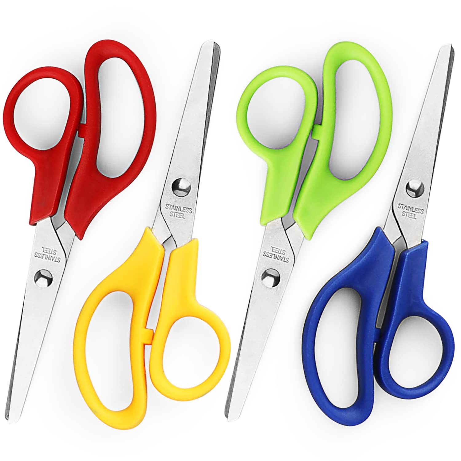 **5-Inch Kids Safety Scissors - Blunt Tip, Left & Right Handed, 4-Pack Assorted Colors for School, Arts & Crafts, Classroom Supplies**