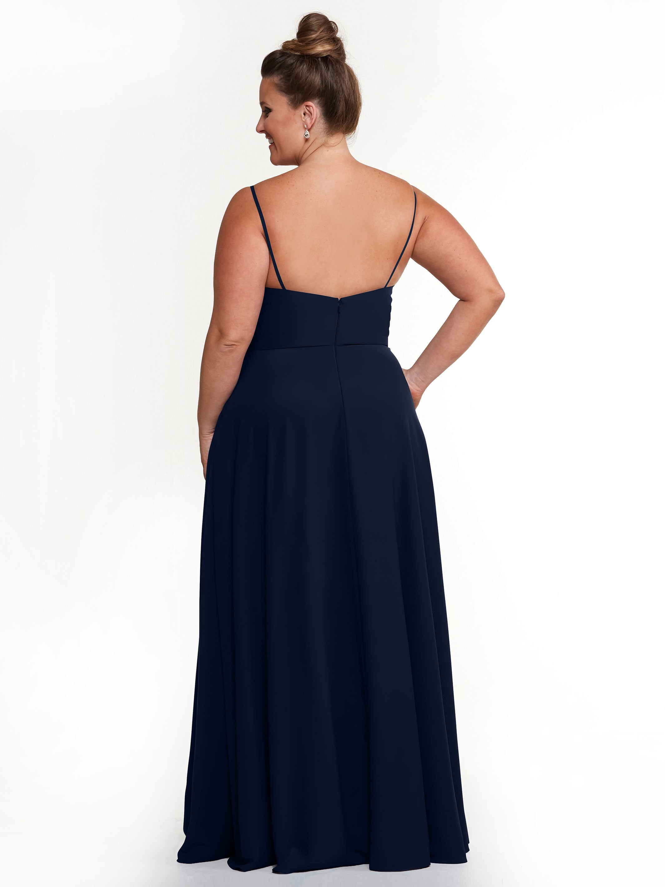 Elegant 83012 Flowy Stretch Chiffon A-Line Bridesmaid Dress with V-Neck - Perfect for Weddings, Parties & Formal Events