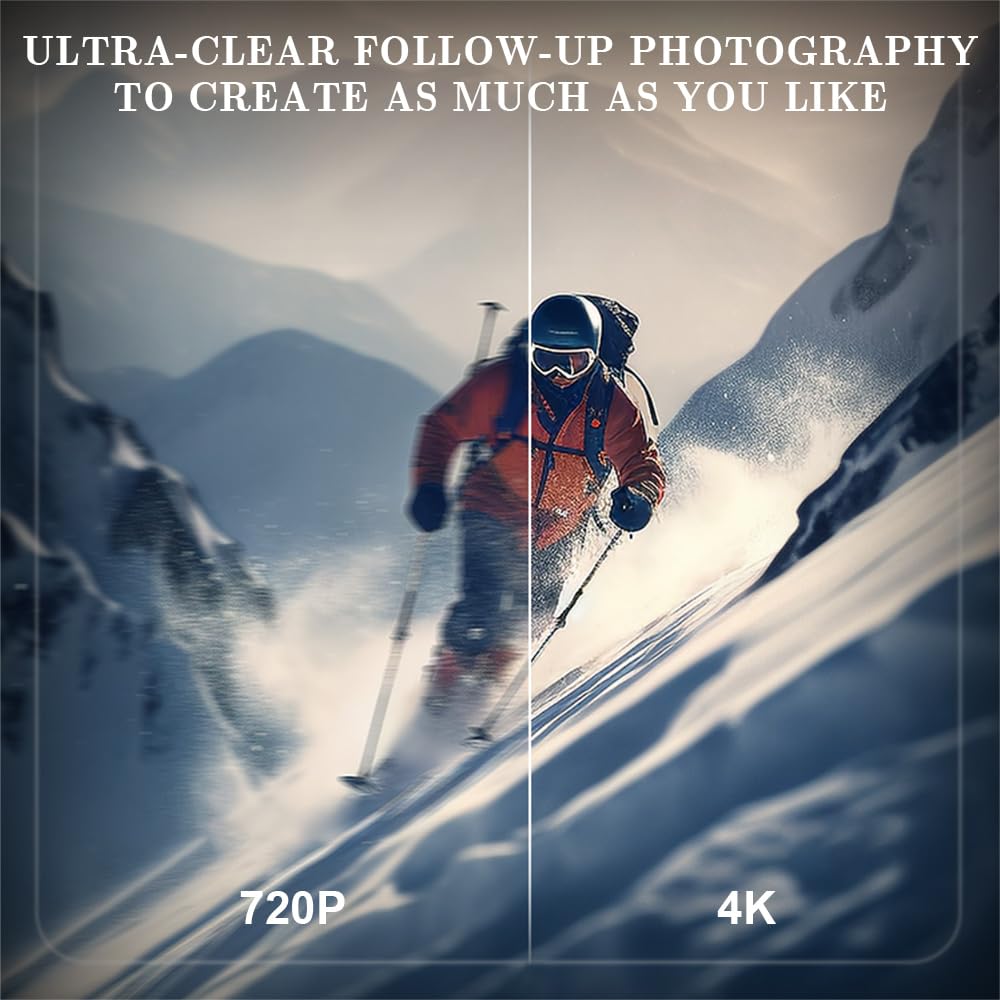 Hapihom 4K Ultra HD Action Camera with Rotating Lens, Anti-Shake Waterproof Sports Camera - 1400mAh Battery, Wide Angle for Underwater Diving, Surfing, Skiing & Extreme Sports Recording