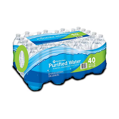 Member's Mark 40-Pack Purified Bottled Water, 16.9 oz (500ml) - Hydration for Home, Office, Gym & Outdoor Activities | BPA-Free & Refreshing