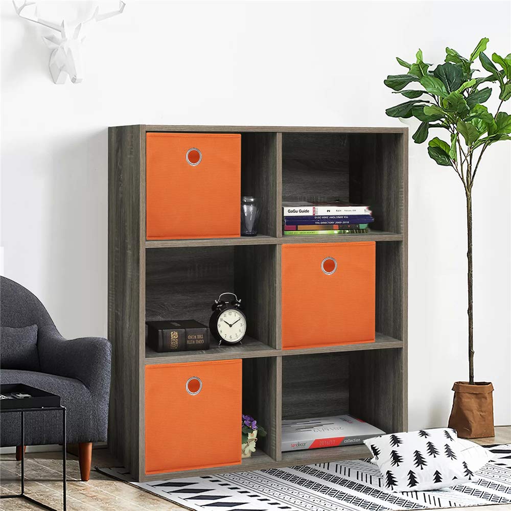 11x11x11 Inch Orange Fabric Storage Cubes | Foldable & Collapsible Organizer Bins for Closet, Shelves & Office | Perfect for Home, Dorm & Kids Room Organization (QY-SC20-3)
