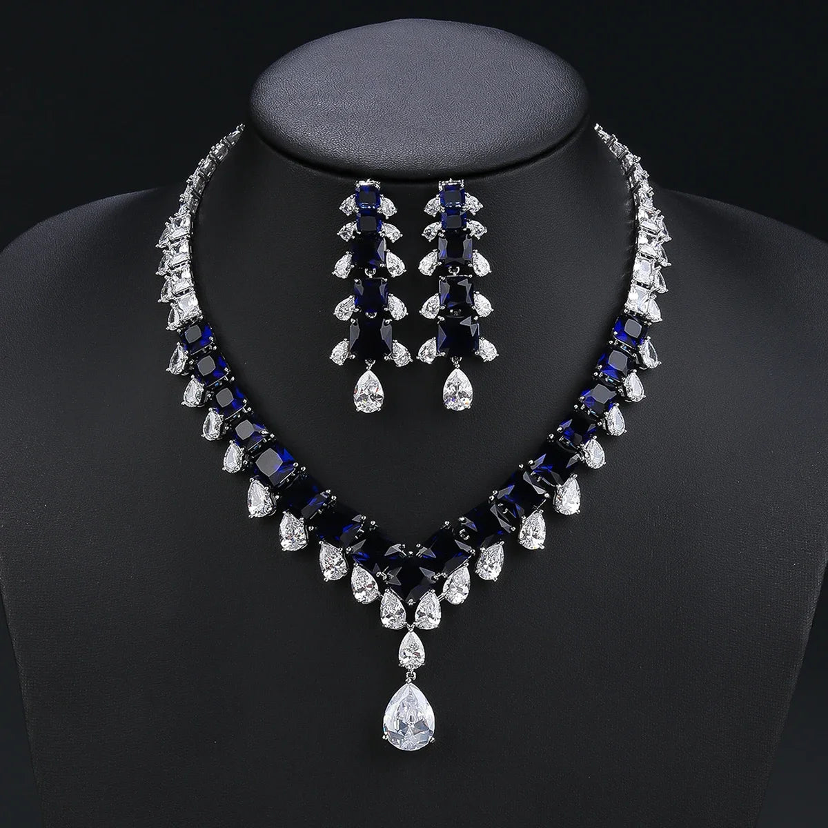 2pcs Luxury Zirconia Bridal Jewelry Set for Women - Crystal Wedding Necklace & Earrings Gift Set (CN11268) | Perfect for Dubai, Nigeria Weddings & Party Occasions