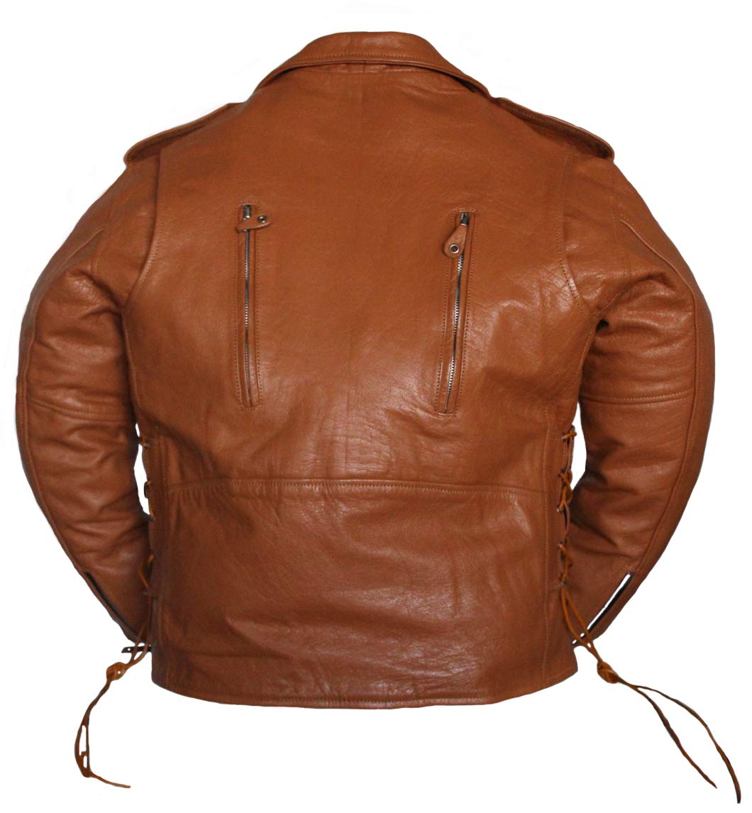 Men's Motorcycle Leather Jacket with Air Vents & Pockets - Breathable Biker Jacket for Riding, Commuting & Outdoor Adventures