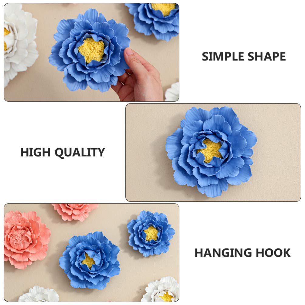 WINOMO Handmade 3D Ceramic Peony Flower Wall Art - Elegant Home Decor for Living Room, Bedroom, Hallway | Perfect Wall Mount Background for Wedding, Party & Interior Design