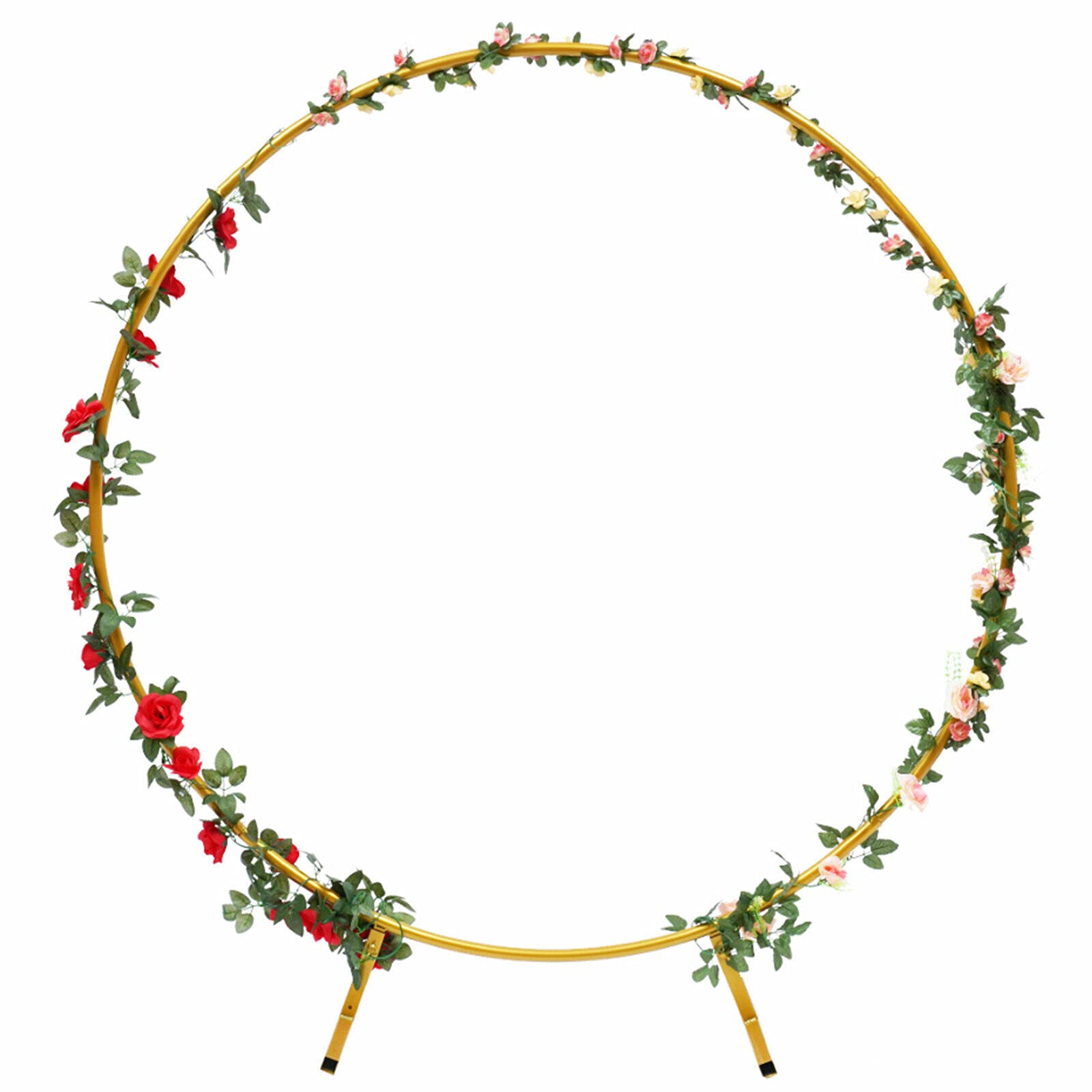 TFCFL 94.5 Inch Round Backdrop Stand - Large Golden Metal Circle Balloon Backdrop Wall with Base for Wedding Decorations, Party Supplies & Flower Displays | Perfect for Birthday Parties, Baby Showers & Photo Booths