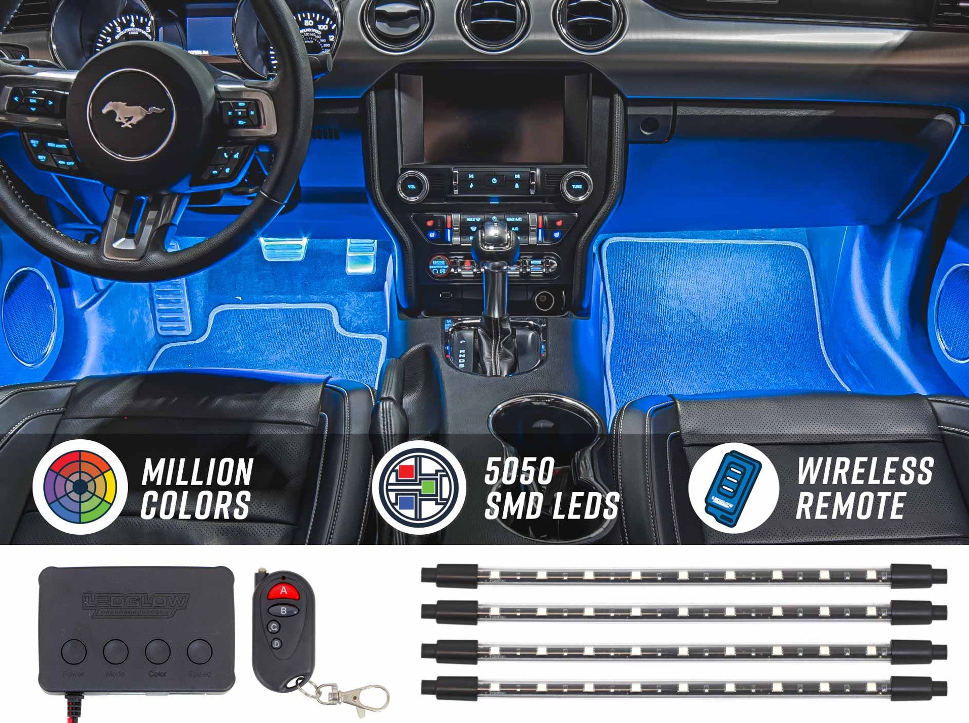 Expandable LED Interior Lighting Kit - 16 Million Colors, RGB Remote Control for Cars, Homes & Gaming Setups | Dimmable, Waterproof & Easy Installation