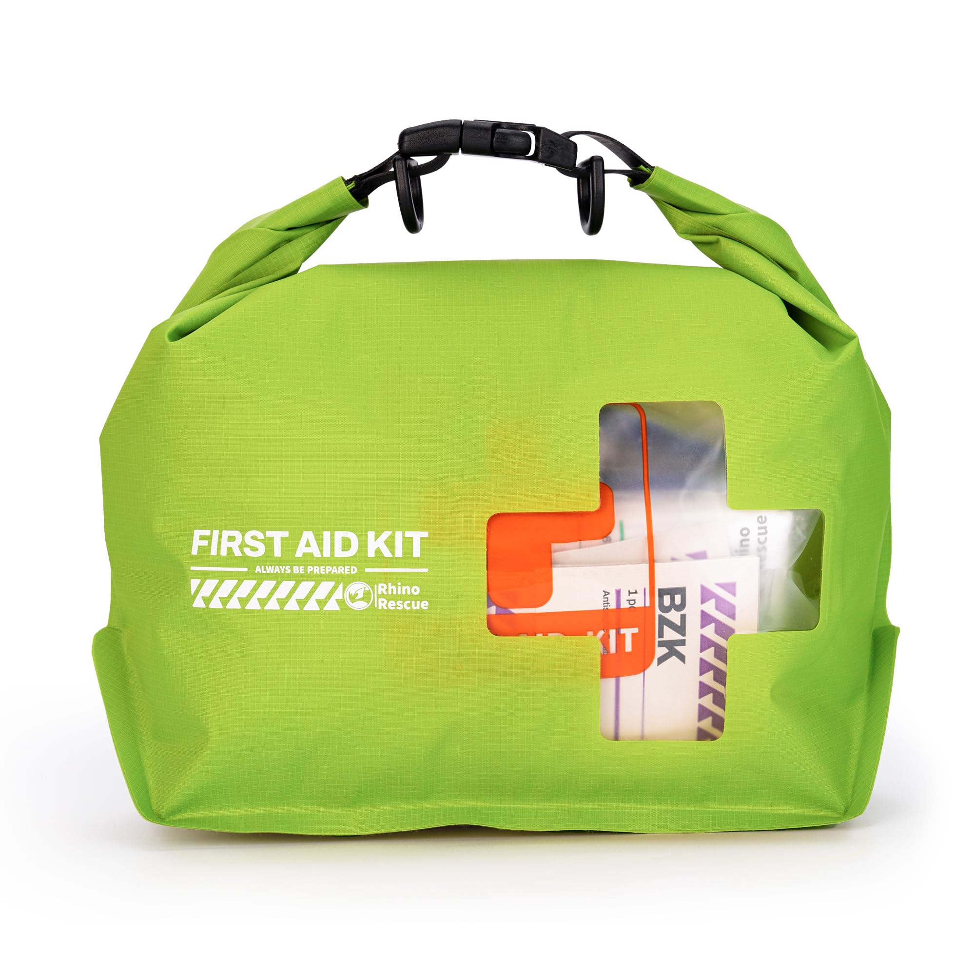 RHINO RESCUE Waterproof First Aid Kit | Lightweight Emergency Dry Bag for Boating, Kayaking, Swimming & Camping | FSA/HSA Eligible Survival Supplies | Perfect for Outdoor Adventures & Emergency Preparedness (Green)