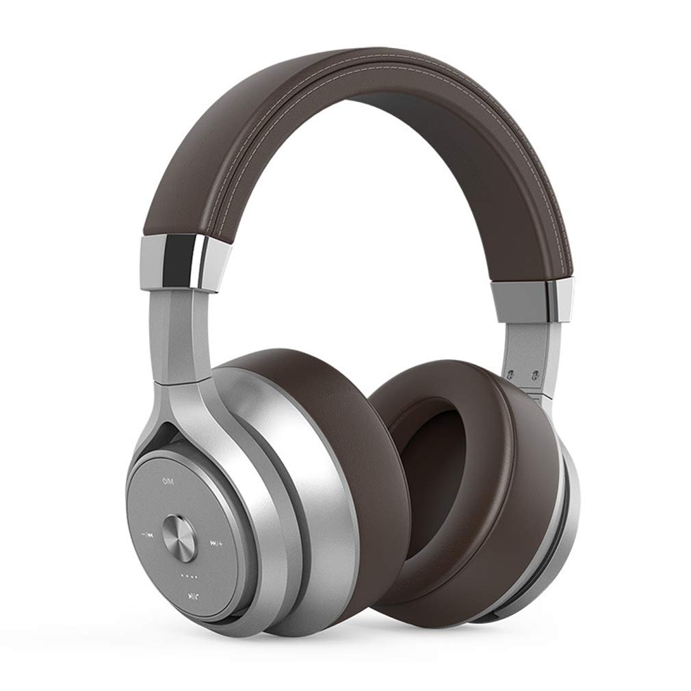 Wireless Bluetooth Headphones with Microphone, Foldable Over-Ear Headset with Soft Memory-Protein Earmuffs, Bluetooth 5.0 for Phone/PC/Laptop (Brown) - Perfect for Work, Travel & Gaming