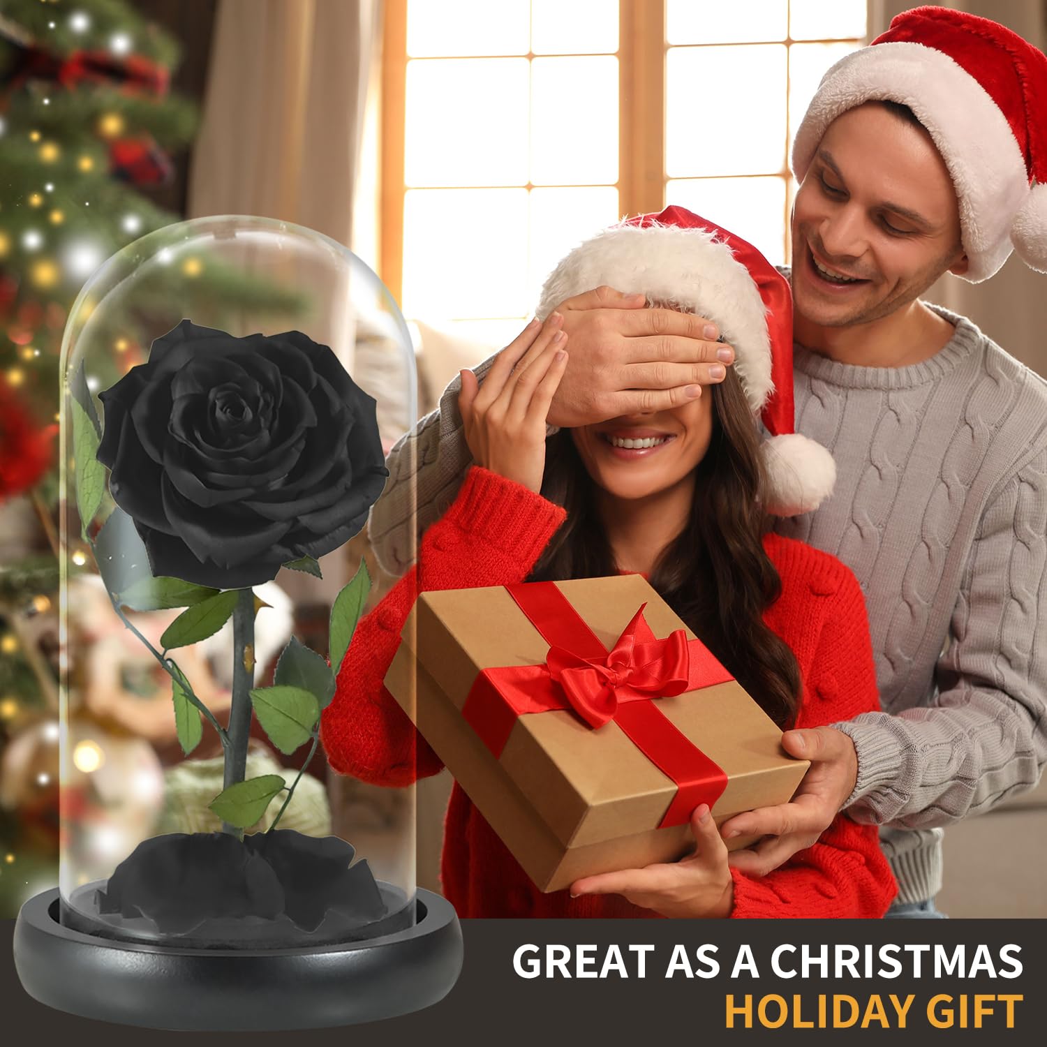 Forever Preserved Real Black Rose in Glass Dome - Eternal Flower Gift for Women, Mom, Valentine's Day, Mother's Day, Christmas & Anniversary | Romantic Home Decor & Thoughtful Present
