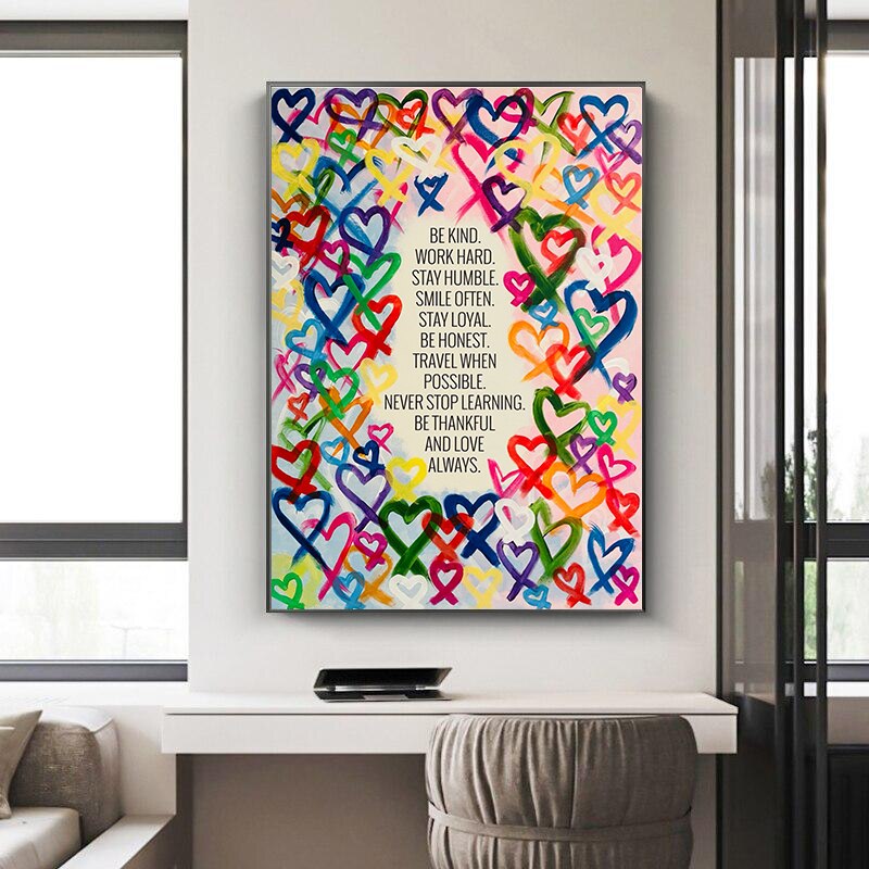 Modern Be Kind and Love Always Canvas Wall Art - Inspirational Home Decor for Living Room, Bedroom & Office - Perfect Gift for Housewarming, Wedding & Holidays
