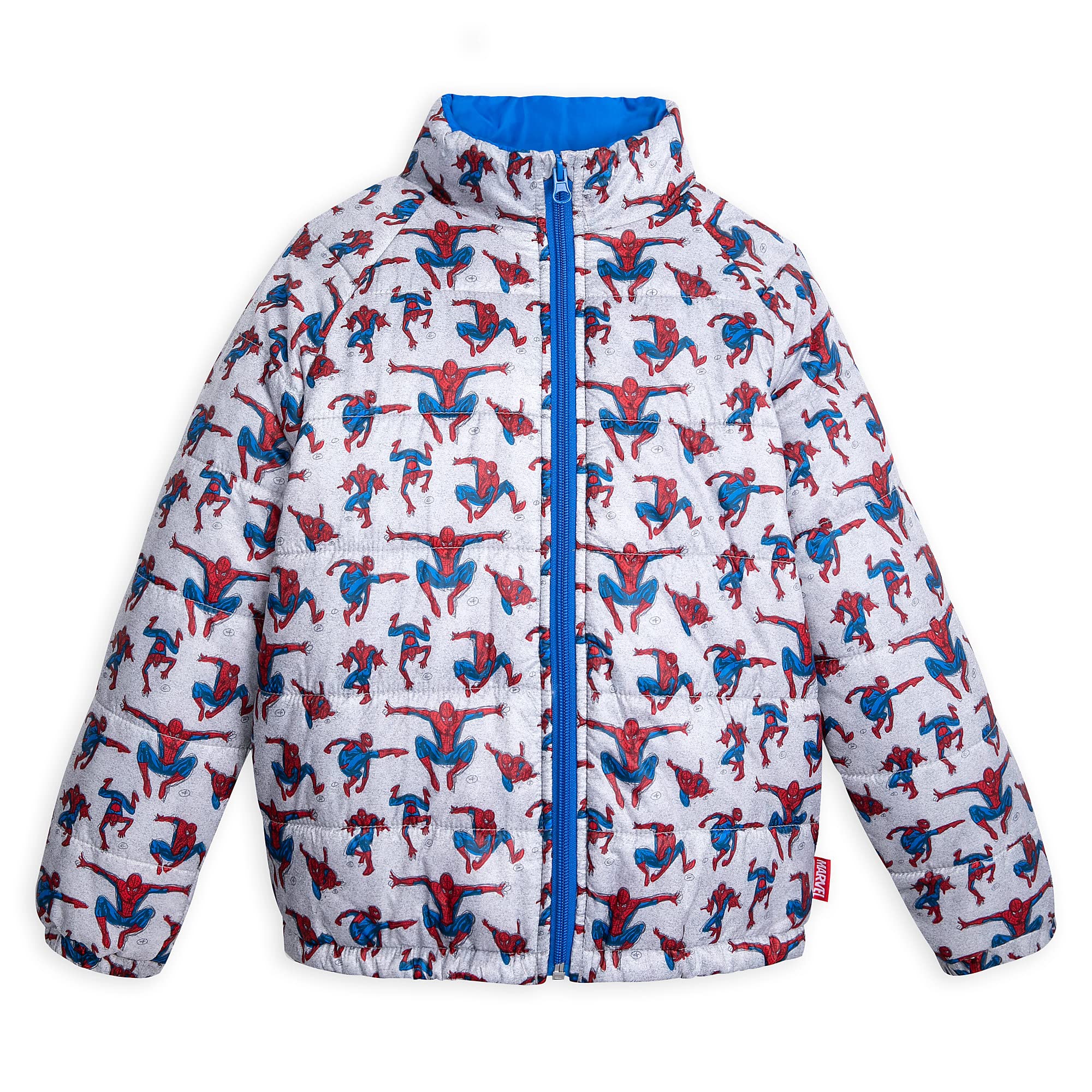 Marvel Spider-Man Puffy Jacket for Boys - Kids' Superhero Winter Coat with Hood, Warm Insulated Jacket for Cold Weather - Perfect for School, Outdoor Play & Cosplay