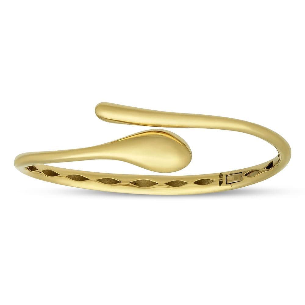 14K Yellow Gold High Polish Hinged Snake Cuff Bangle Bracelet for Women - Elegant Jewelry Gift for Birthday, Anniversary & Special Occasions | Perfect for Parties, Date Nights & Formal Events