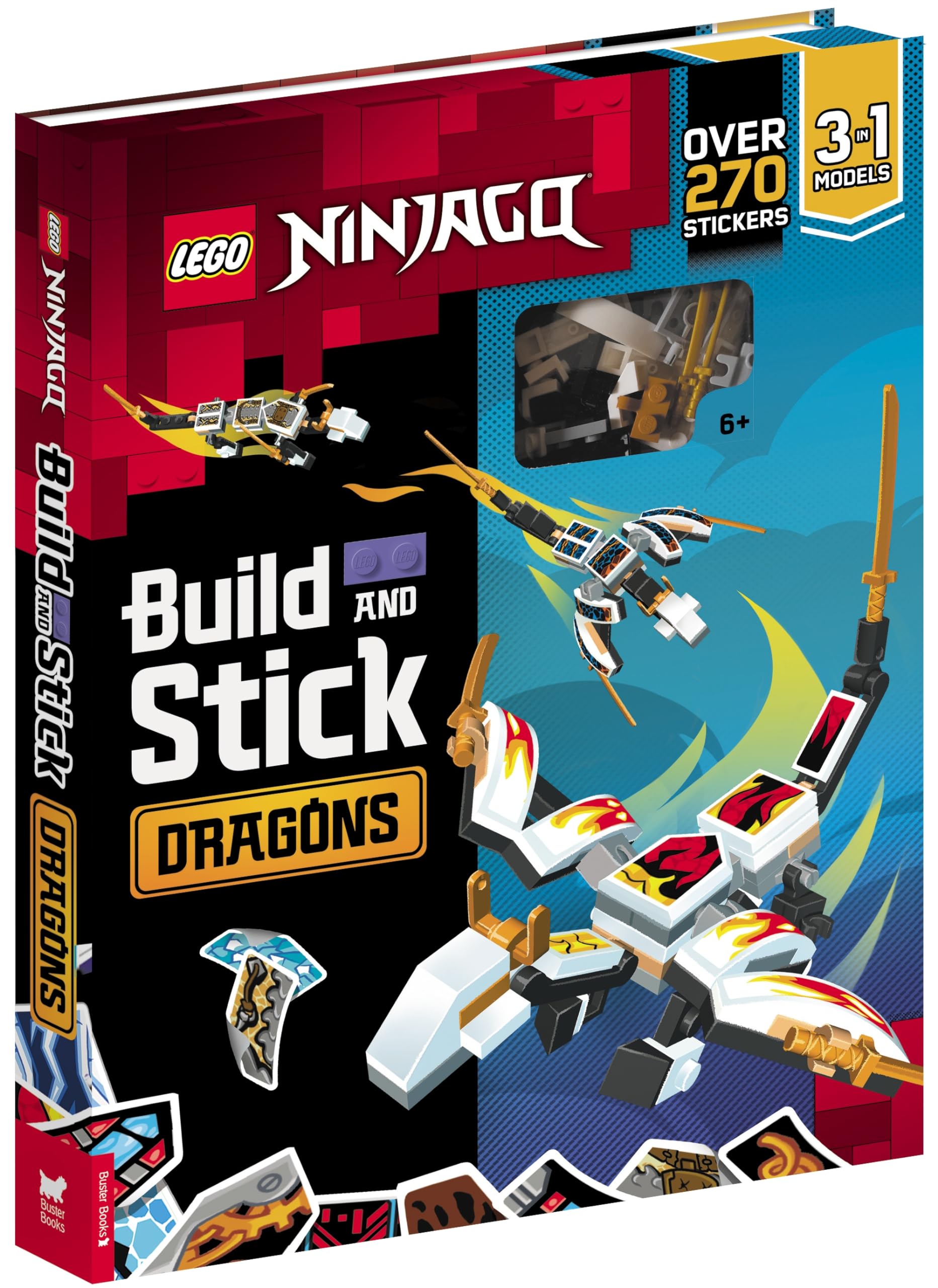 LEGO® NINJAGO® Build and Stick Dragons Activity Box - Creative Construction Toy for Kids with Reusable Stickers - Perfect for Playtime, Birthday Gifts & Ninja-Themed Adventures
