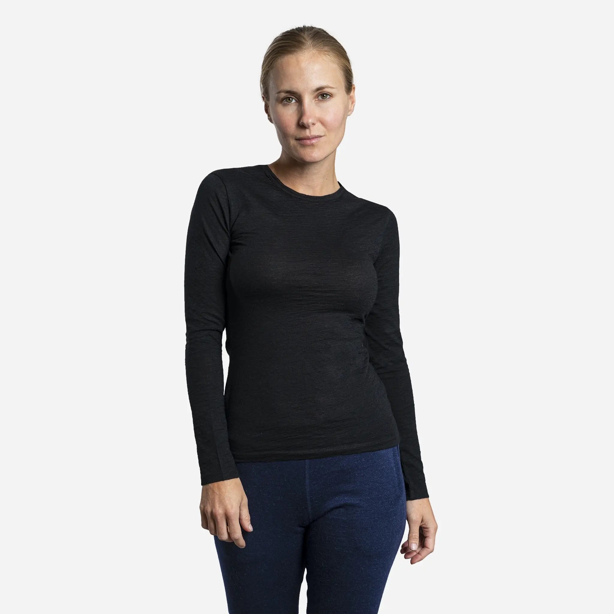 Ultralight Women's Alpaca Wool Long Sleeve T-Shirt - 160 GSM Soft & Warm Base Layer for Winter Hiking, Yoga & Casual Wear