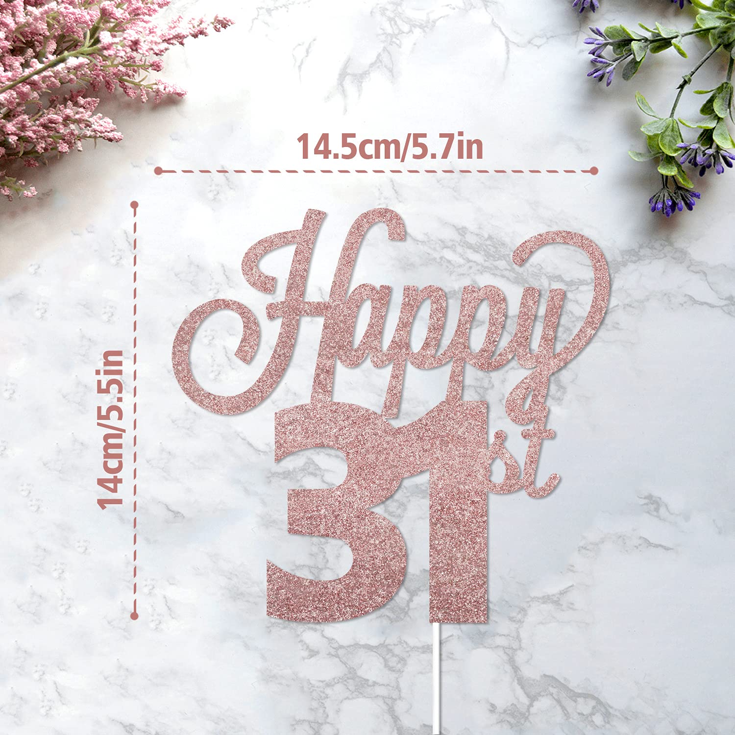 Happy 31st Birthday Cake Topper - Cheers to 31 Years Old Party Decorations | Elegant Cake Centerpiece Sign for Birthday Celebrations, Anniversaries & Special Occasions