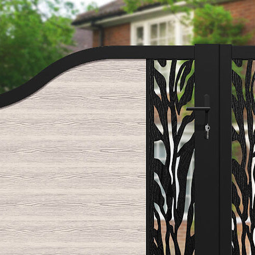 Classic Malawi Curved Top Driveway Gate - Mid Stone with Middle Screen | Elegant & Durable Driveway Entrance for Homes & Estates | Perfect for Enhancing Curb Appeal & Security