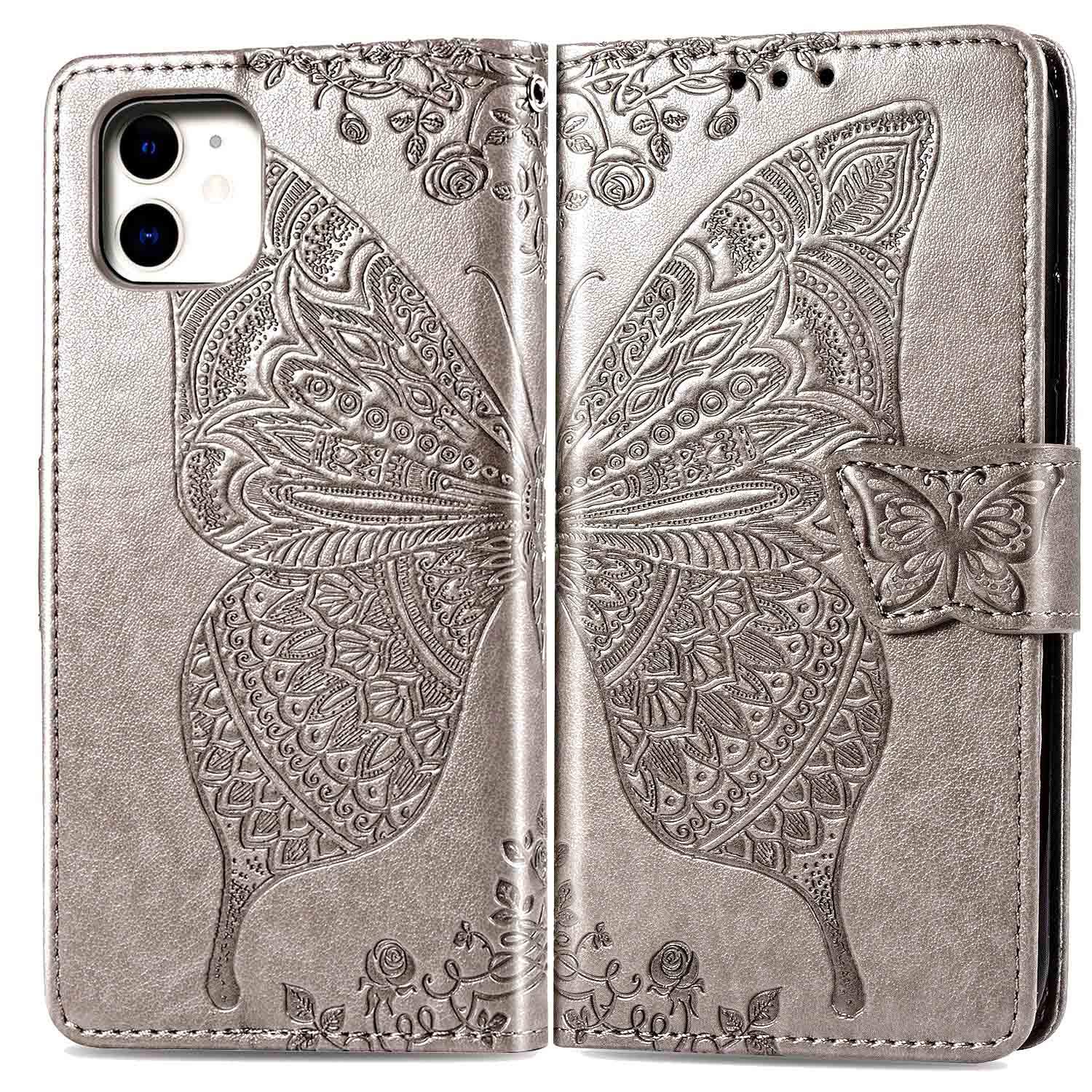 Butterfly Flower iPhone 11 Pro Max Wallet Case with Card Slots & Stand - for Work & Travel