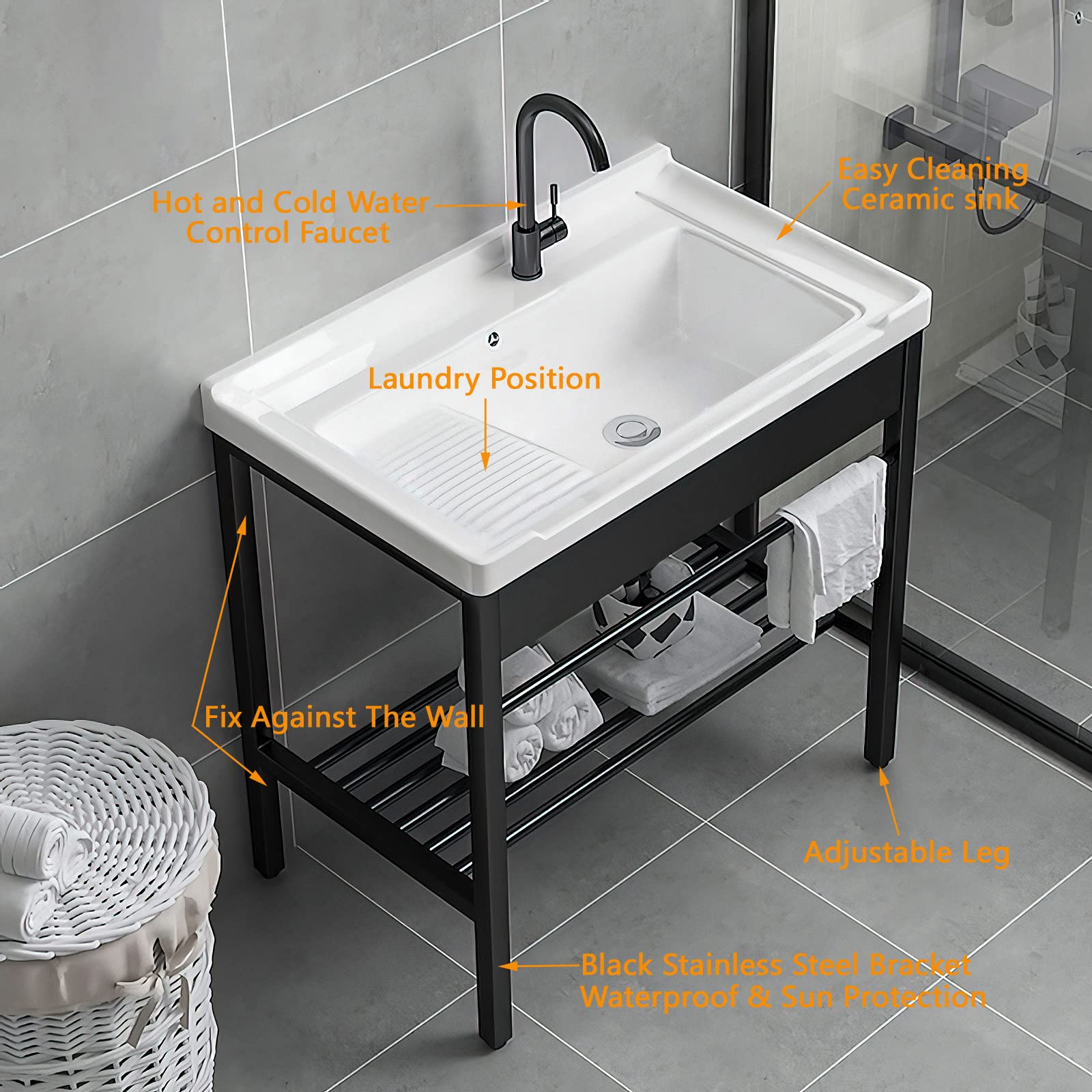 Freestanding Laundry Utility Sink - 28.3