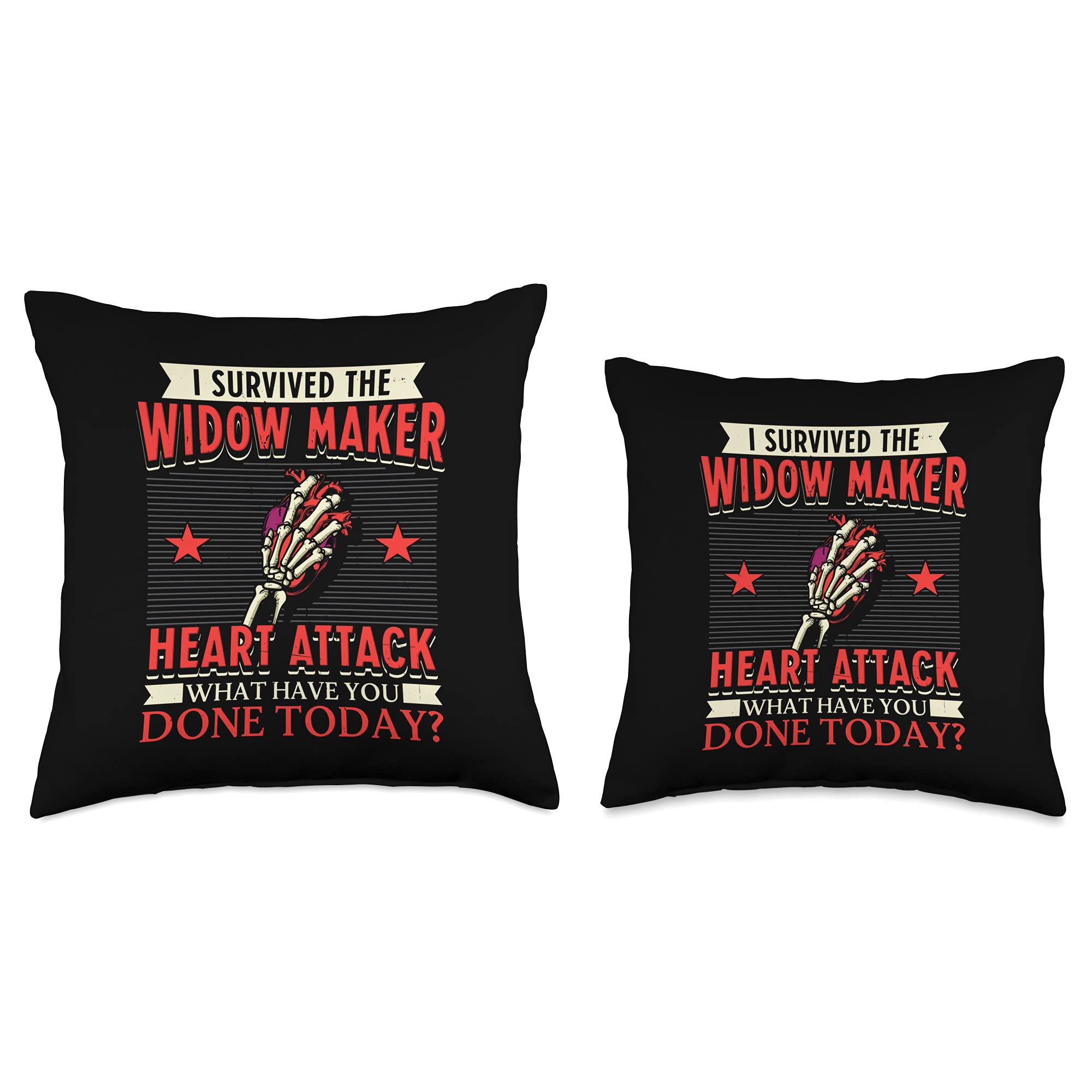I Survived The Widow Maker Heart Attack Cardiac Arrest Throw Pillow - Inspirational Home Decor for Survivors, Living Room & Bedroom Couch Cushion