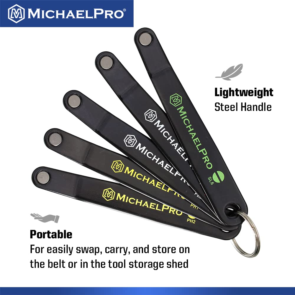 MichaelPro 5-Piece Ultra Low Profile Offset Screwdriver Set - Slim Angled Screwdrivers for Tight Spaces (Phillips/Slotted/Pozi) | MP002028 | Perfect for Electronics Repair, Automotive Work & DIY Projects