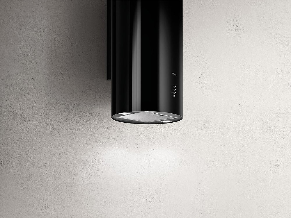 Elica Wall Mounted Tube Pro 43cm Black Range Hood - Powerful Kitchen Exhaust Fan for Smoke & Odor Removal - Perfect for Modern Home Cooking & Grilling