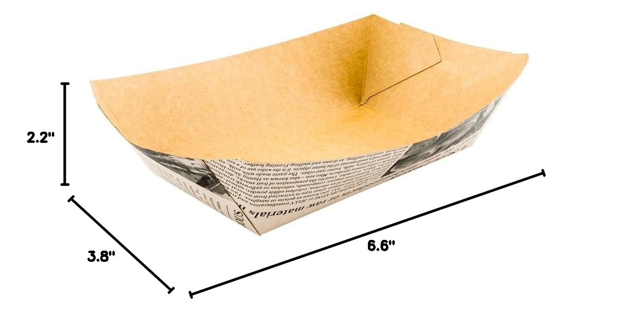**Restaurantware Bio Tek 2 lb Heavy-Duty Disposable Paper Food Trays - 50 Pack Greaseproof Newsprint Food Boats for Snacks, Appetizers, Treats - Perfect for Parties, Carnivals, Food Trucks & Catering Events**