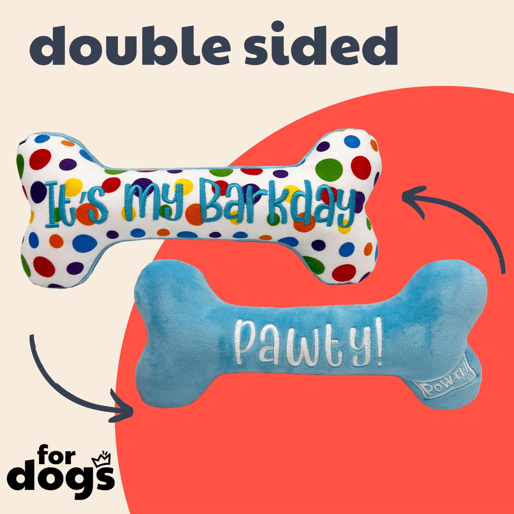 Huxley & Kent Squeaky Dog Toy - Funny Birthday Bone for Small Dogs | Durable Plush Chew Toy with Squeaker | Perfect Gift for Puppies | Indoor & Outdoor Play, Training Reward, Barkday Celebration | Safe & Fun Dog Accessory