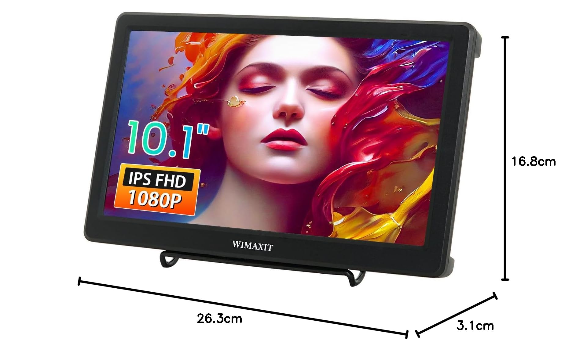 WIMAXIT 10.1 Inch Portable Monitor - Full HD 1920x1080 IPS Screen with HDMI & VGA Ports - Ultra Slim External Display for Laptop, PC, Gaming Console, CCTV Surveillance & Camera Monitoring - Perfect for Work, Travel & Mobile Entertainment