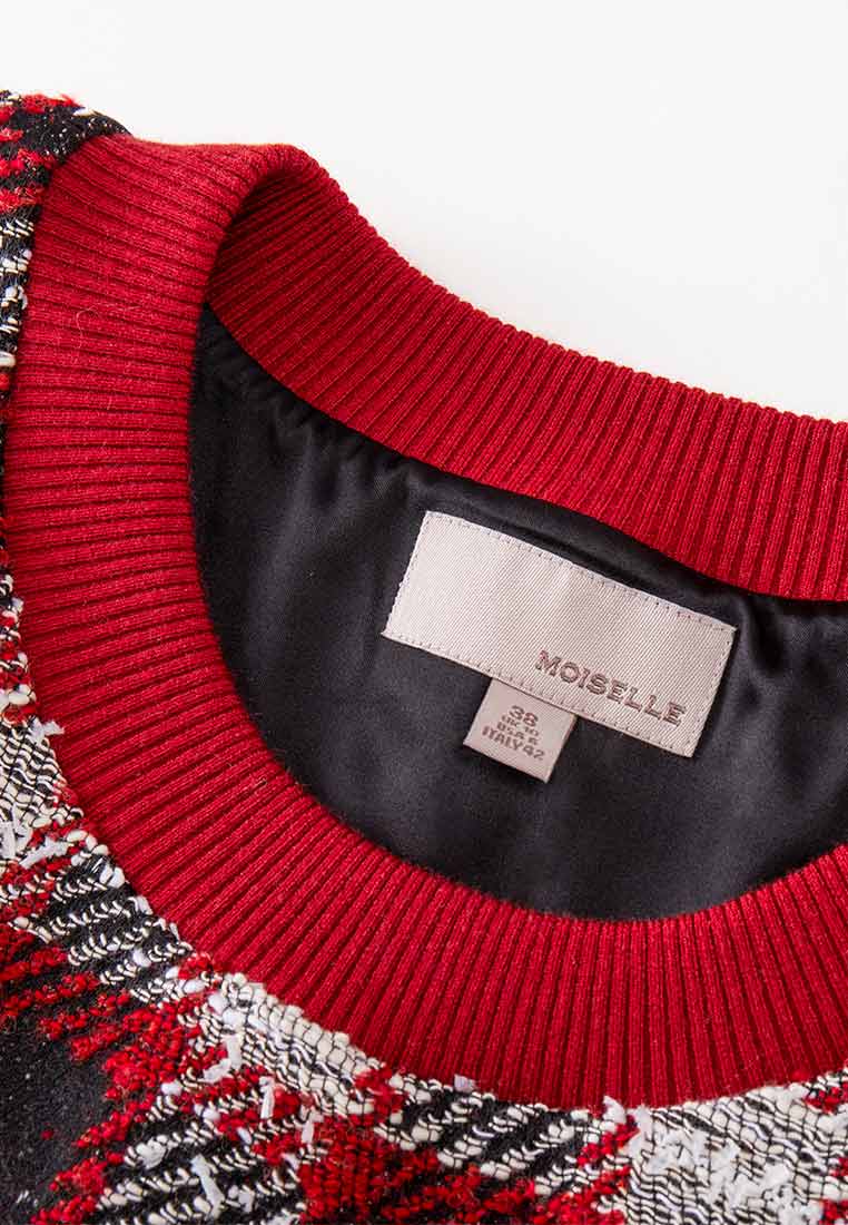 Stylish Red Plaid Tweed Sweater for Women - Cozy Winter Pullover with Classic Checkered Pattern - Perfect for Office, Date Night & Holiday Outfits