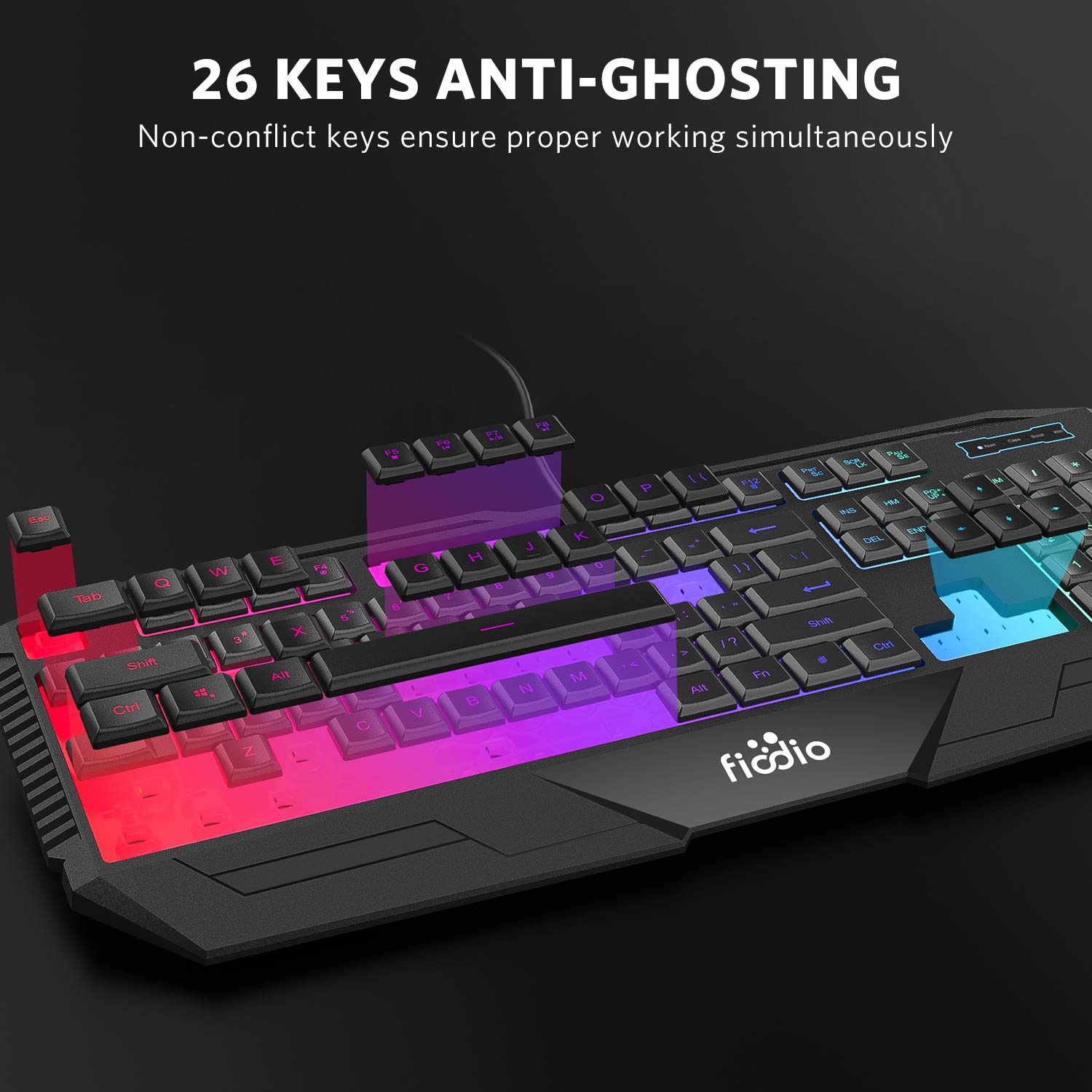 Rainbow Gaming Keyboard & Mouse Combo - 104 Keys, 1600 DPI for PC Gamers - Perfect for Esports & Office Work