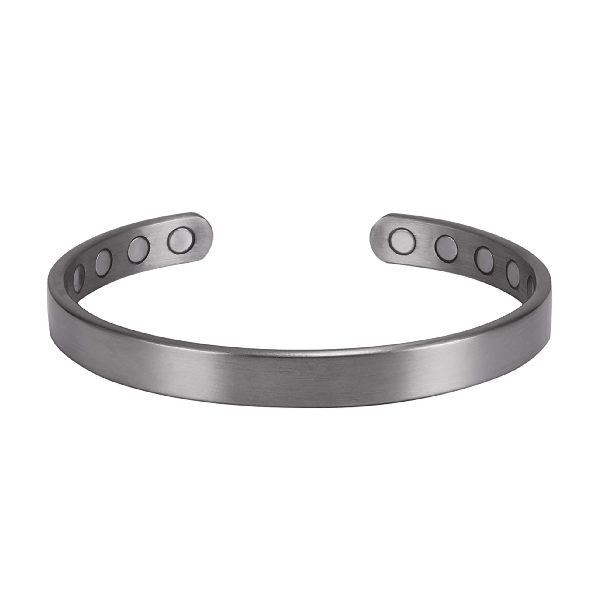 MagnetRX® Magnetic Bracelets for Men - Pain Relief for Golf & Tennis Elbow, Improved Balance - Elegant Stainless Steel Bangle Cuff (Brushed Silver, Small) - Perfect for Sports, Work & Daily Wear