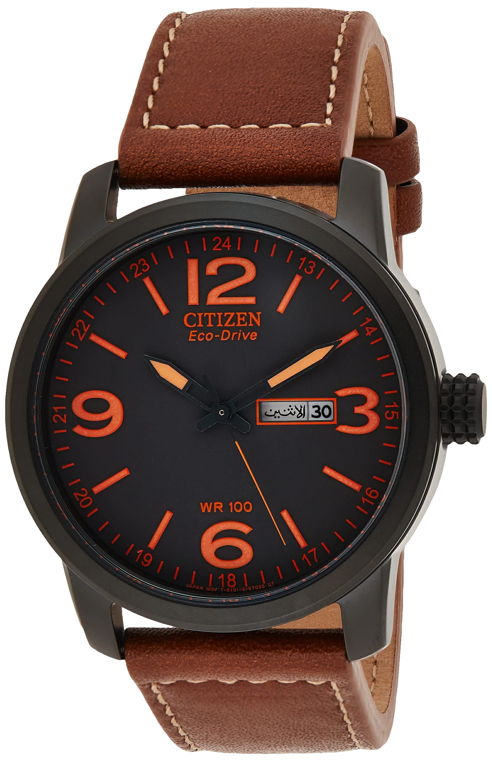 Citizen BM8475-26E Men's Eco-Drive Stainless Steel Watch with Leather Strap - Solar Powered, Water Resistant for Business, Casual & Outdoor Activities