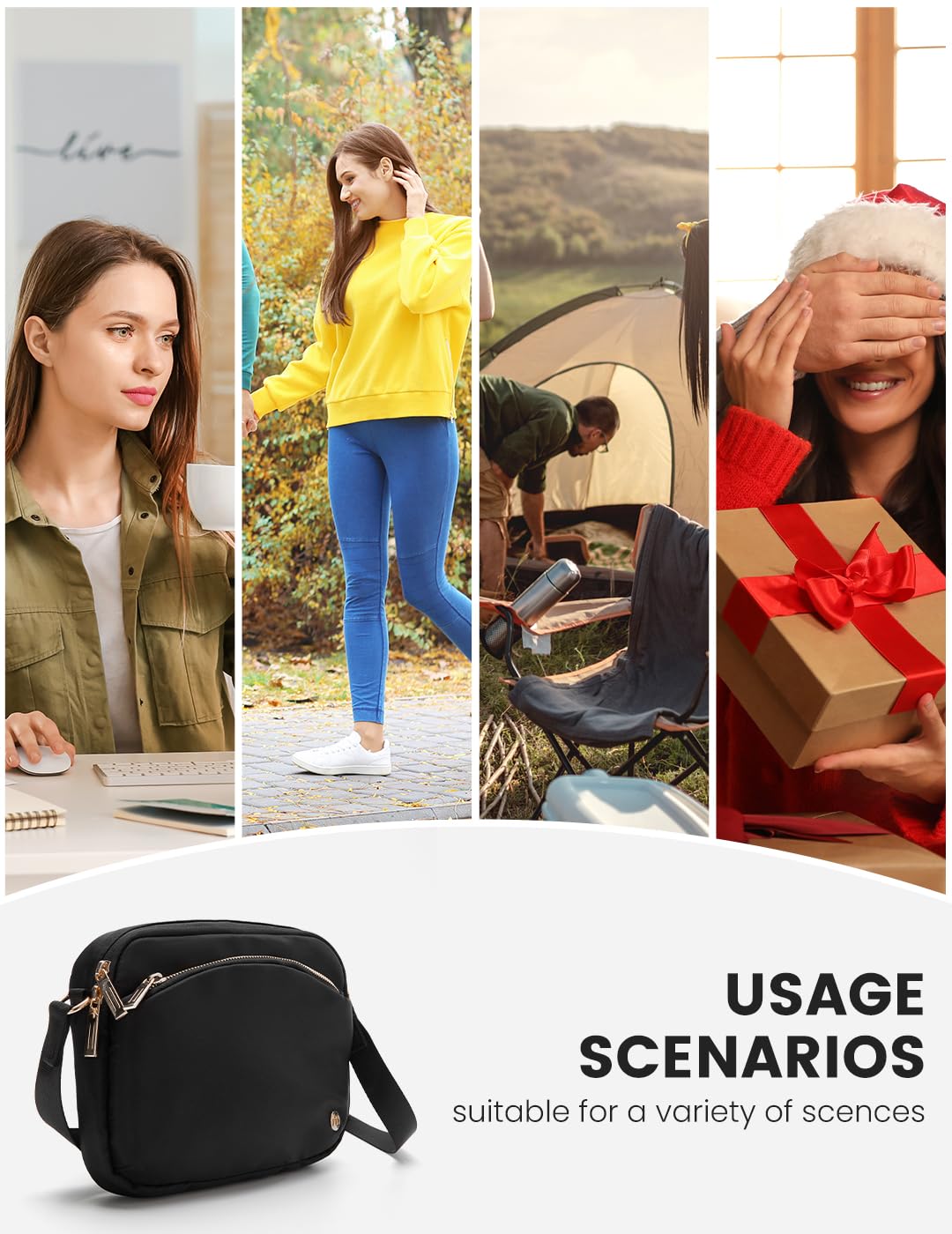 Waterproof Nylon Crossbody Bag for Women - Lightweight Travel Purse with Long Adjustable Strap, Durable & Stylish - Perfect for Daily Commute, Shopping, and Travel Accessories